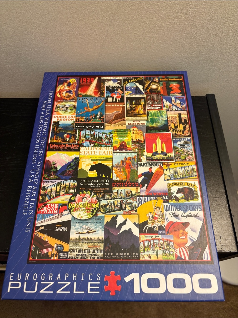Eurographics 1000-Piece Vintage Travel Posters Puzzle - Blue Box